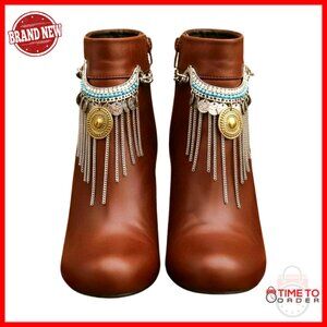 Silver Western Fringe Boot Chain Anklets Pair Boho Cowgirl Adjustable Jewelry
